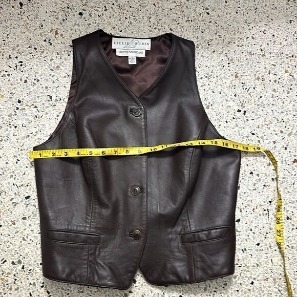 Lillie Rubin Gruppo Americano made in USA brown leather vest small s - Picture 7 of 8